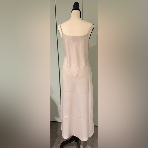 NEW RACHEL ZOE Size M Cream Satin Maxi Dress with Knit Criss Cross Sweater - Picture 4 of 13